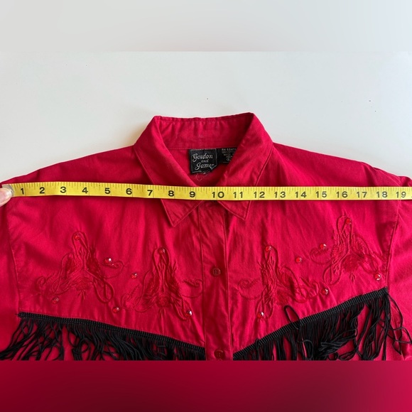 Vintage 90s gordon and james red tassel fringe Western Cowboy Embroidered Shirt - Picture 9 of 12